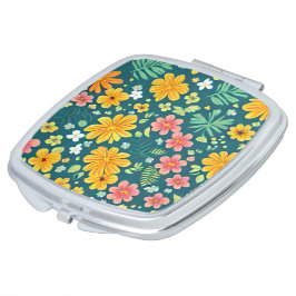 Espelhinho Folhas tropicais e padrão de flores