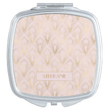 Monograma Art Deco Padrão Geométrico Rosa | DOURAD