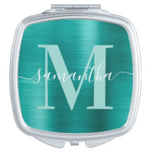 Monograma de assinatura aqua metálico-teal