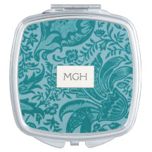 Vintage William Morris Teal Botanograma Monograma