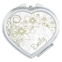 Floral Simples Verde e Dourado com Nome