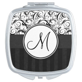 Espelhinhos Compactos Preto nos Wisps, nas listras & no monograma