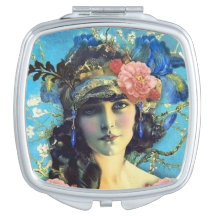 Menina do espelho de Nouveau da arte do vintage