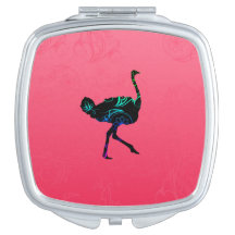 Espelho compacto quadrado abstrato Ostrich