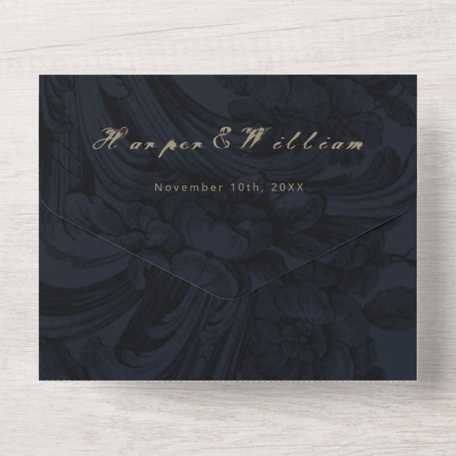 Espelho de casamento azul-escuro vitoriano (Back)