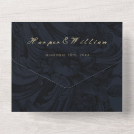 Espelho de casamento azul-escuro vitoriano