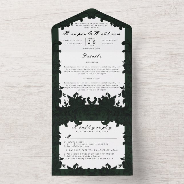 Espelho de casamento verde-escuro vitoriano (Interno)