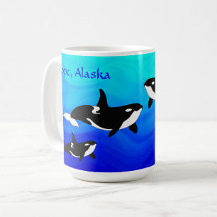 Esperança, Alasca Orcas - 15 oz. Caneca Combo
