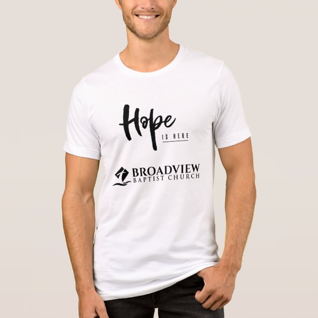 Esperança está aqui a camisa masculina da Broadvie (Frente)
