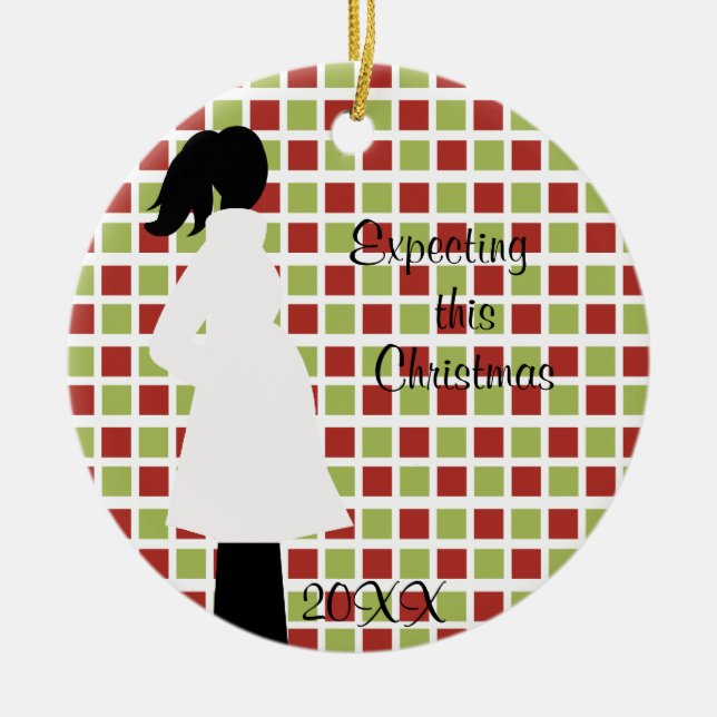 Esperando este ornamento da gravidez do Natal (Frente)