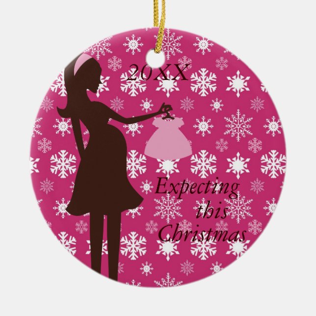 Esperando este ornamento da gravidez do Natal (Frente)