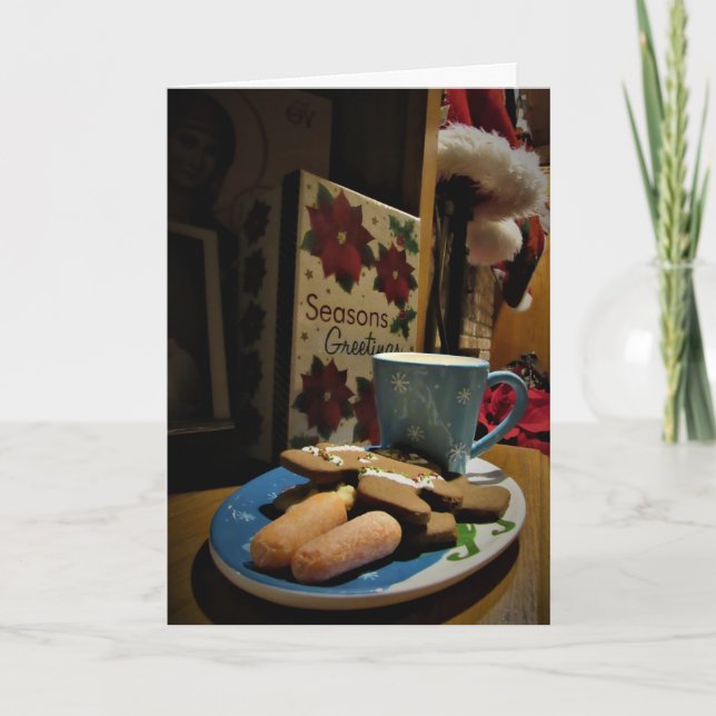 “Esperando pelo Papai Noel..." Cartão de Natal (Frente)