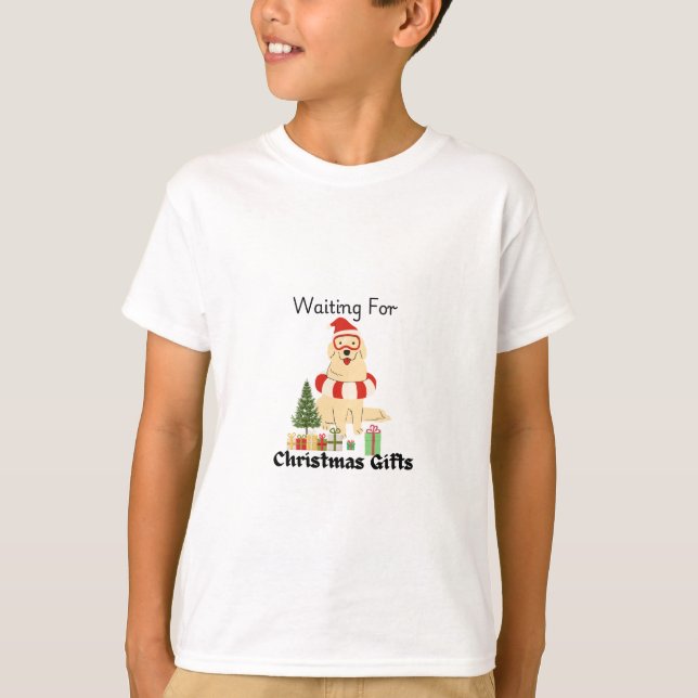 "Esperando Presentes de Natal: Camiseta Divertida  (Frente)