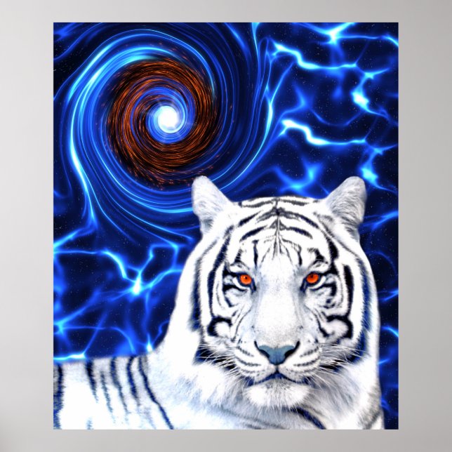Espessura branca Tigre Azul Poster (Frente)