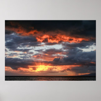 Espetacular pôr do sol Maui com poster de raios so