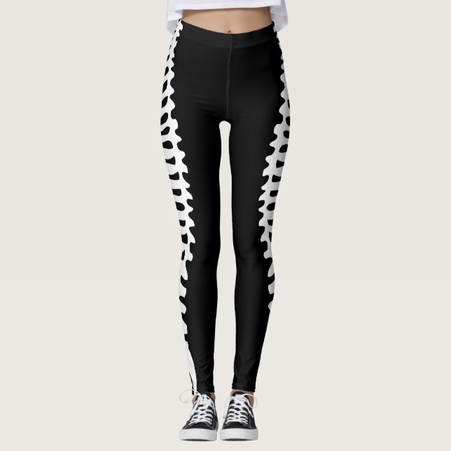 Espinha de esqueleto espelhada que legging com (Frente)