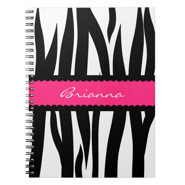 Espiral A zebra listra o caderno conhecido personalizado (Frente)