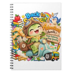 Espiral Aventura de Tartaruga Aguarda Caderno de Scooter