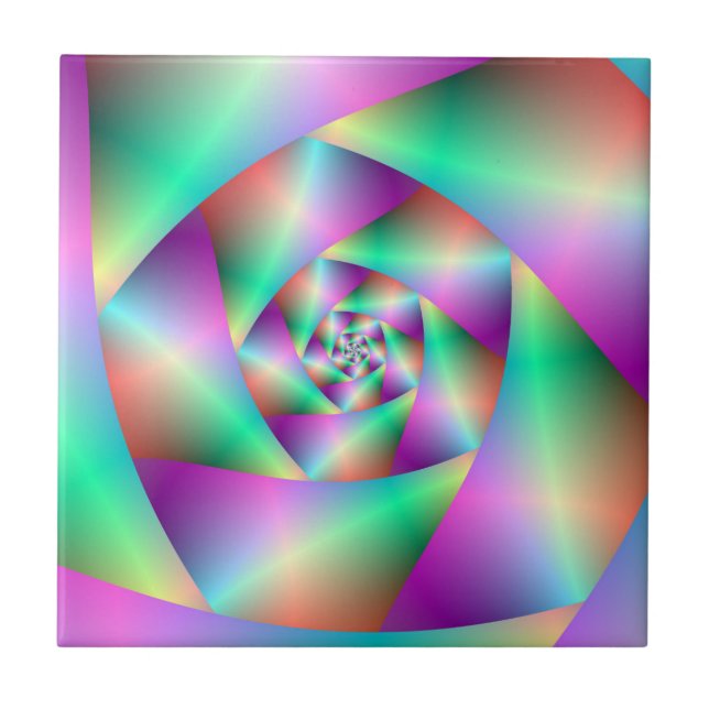 Espiral azulejo em Turquesa e Rosa (Frente)