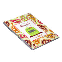 Boho Paisley & caderno retro da receita do fogão