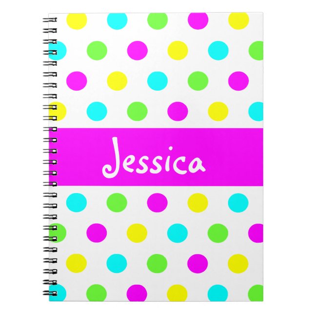 Espiral Bolinhas coloridas engraçadas - caderno conhecido (Frente)