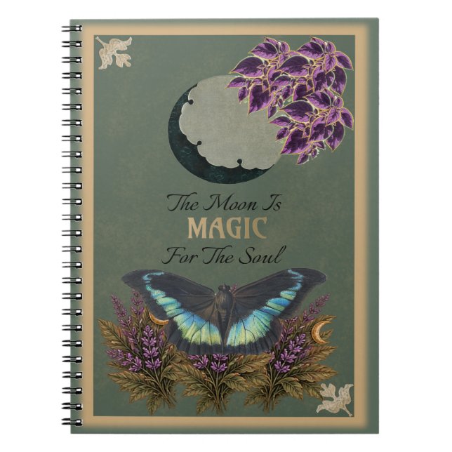 Espiral Borboleta Mística - Caderno Botânico & Celestial (Frente)