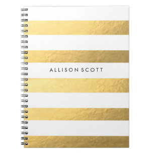 Espiral Branco e caderno personalizado ouro