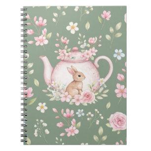Espiral Bule de Chá Coelho Caprichoso Floral Caderno de Pr
