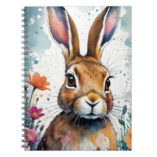 Espiral Bunny Hare entre as Flores   Caderno