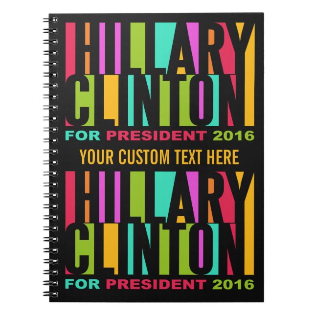 Espiral Caderno 2016 colorido de Hillary Clinton (Frente)