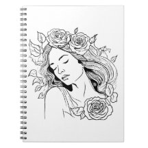 Caderno abstrato de mulher jovem elegante