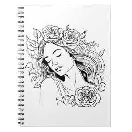 Espiral Caderno abstrato de mulher jovem elegante