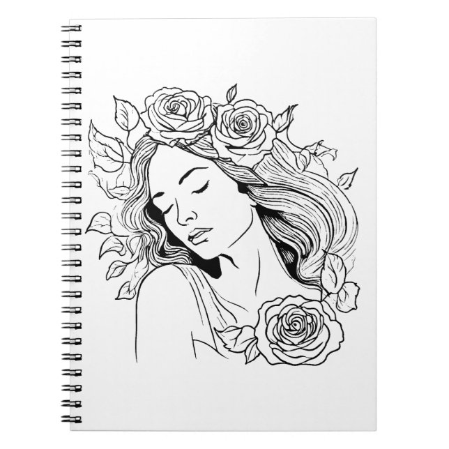 Espiral Caderno abstrato de mulher jovem elegante (Frente)