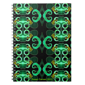 Espiral Caderno abstrato verde da flor de lis