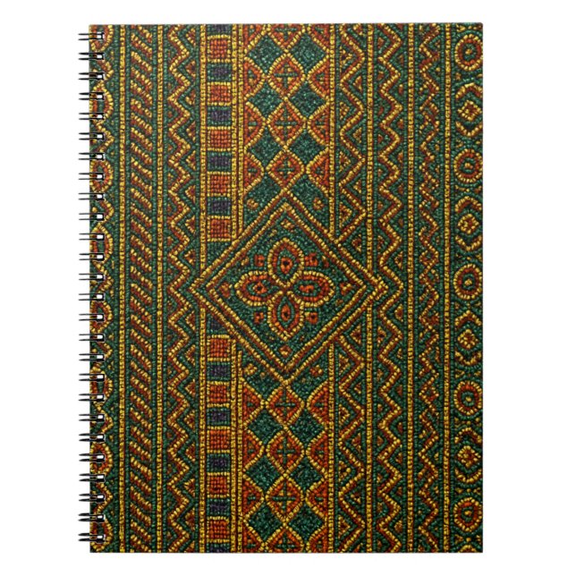 Espiral Caderno Africano Contas Kente (Frente)