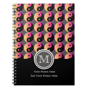 Espiral Caderno alaranjado e preto cor-de-rosa do