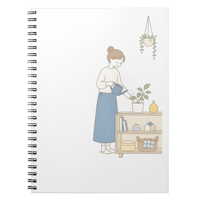 Espiral Caderno Amarelo Pálido Mínimo de Cuidados com Plan (Frente)