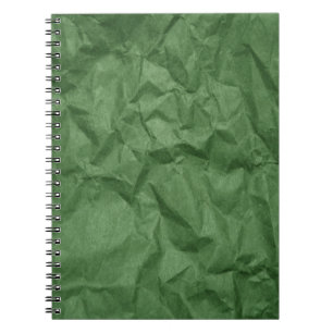 Espiral Caderno amarrotado da textura do papel verde