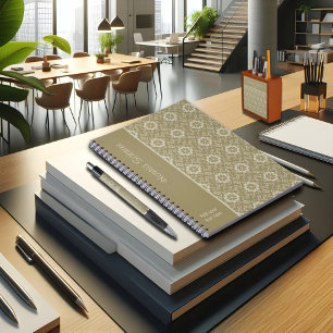 Espiral Caderno Antigo Ornamental Floral Dourado Elegante