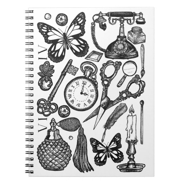 Espiral Caderno Antigo Vintage Ink Antiques (Frente)