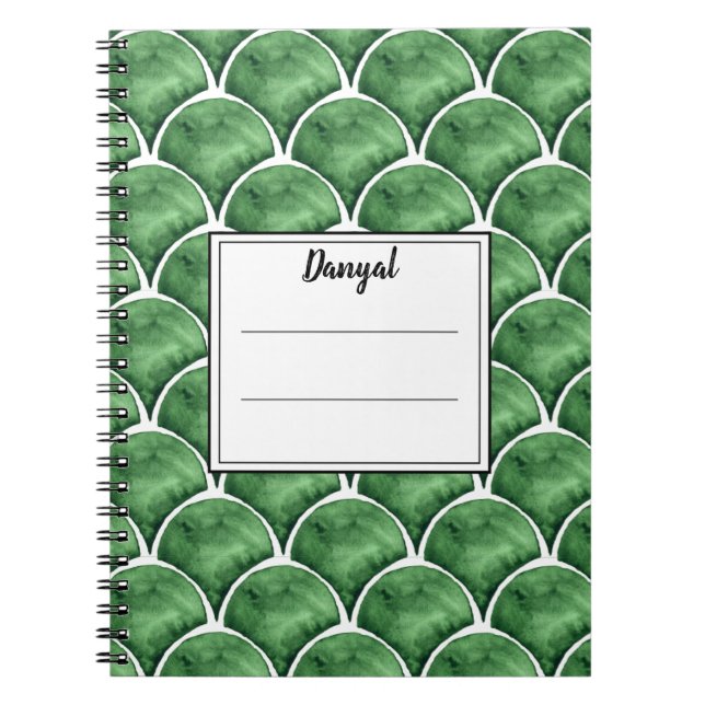Espiral Caderno Arabesco de Aquarela Verde  (Frente)