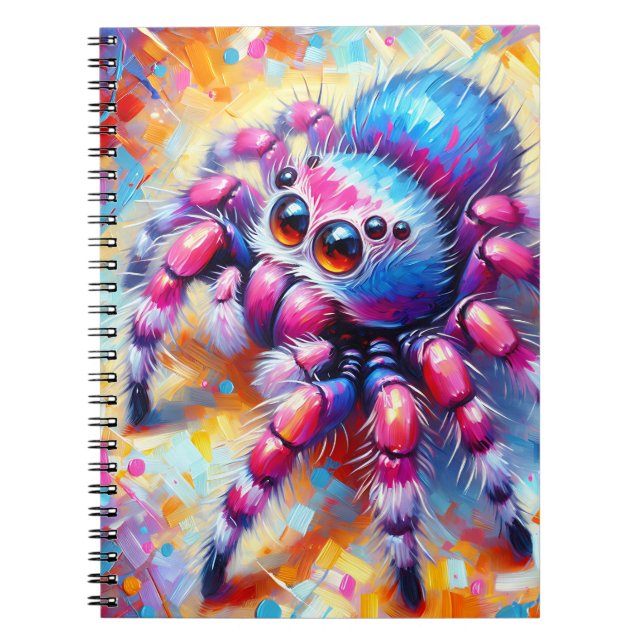 Espiral Caderno Aranha Brilho de Arco-íris (Frente)