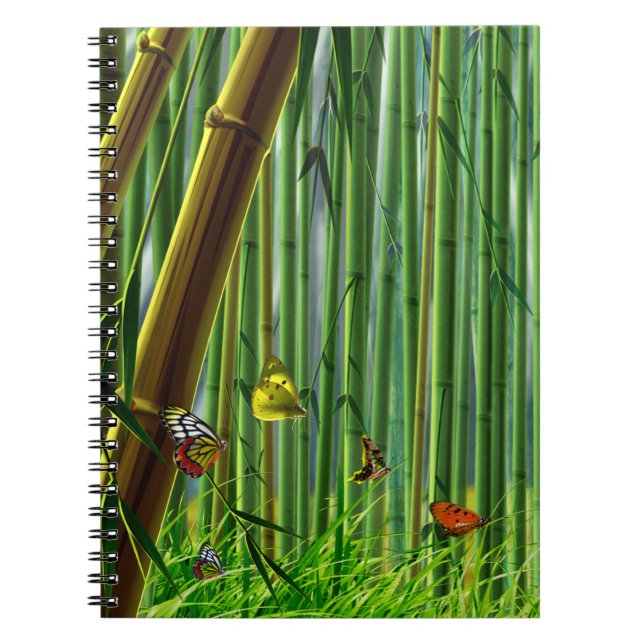 Espiral Caderno Arte de Bambu & Borboleta 1 (Frente)