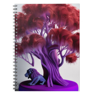 Espiral Caderno árvore leão roxo