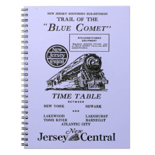 Espiral Caderno azul central do trem do cometa de