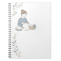 Caderno Azul Cinza Mínimo de Dobragem de Roupa