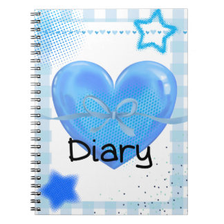 Espiral 💙 Caderno Azul de Corações e Estrelas Fofo ⭐