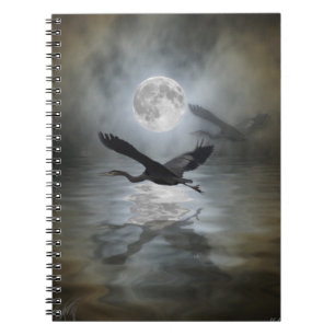 Espiral Caderno azul do animal selvagem da lua da