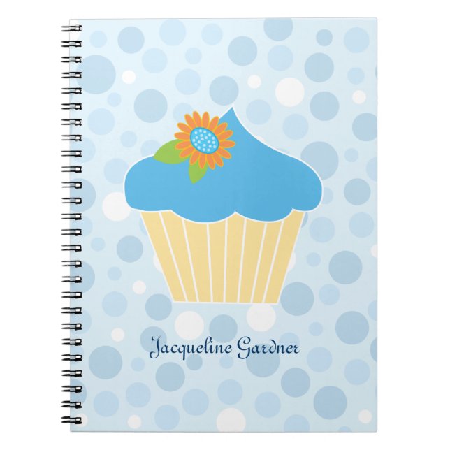 Espiral Caderno azul doce do cupcake (Frente)