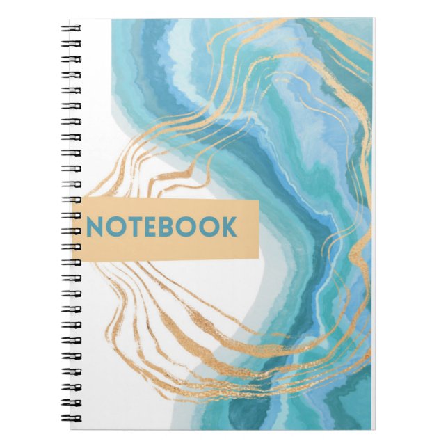 Espiral caderno azul e branco com dourado (Frente)